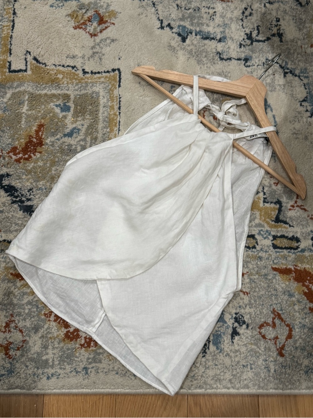 Linen White Halter Crossover Camisole Zara S - Picture 2 of 5